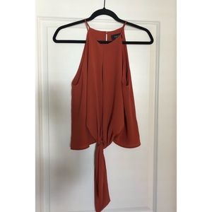 Vici Burnt Orange Tie Front Top
